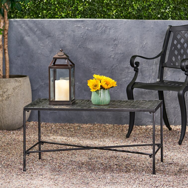 Black wrought iron online outdoor coffee table